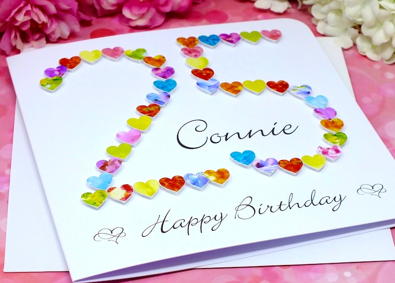 25th Birthday Card Handmade Personalised Age 25 Birthday Card from Bright Heart Design Colourful 3D for Her image 5