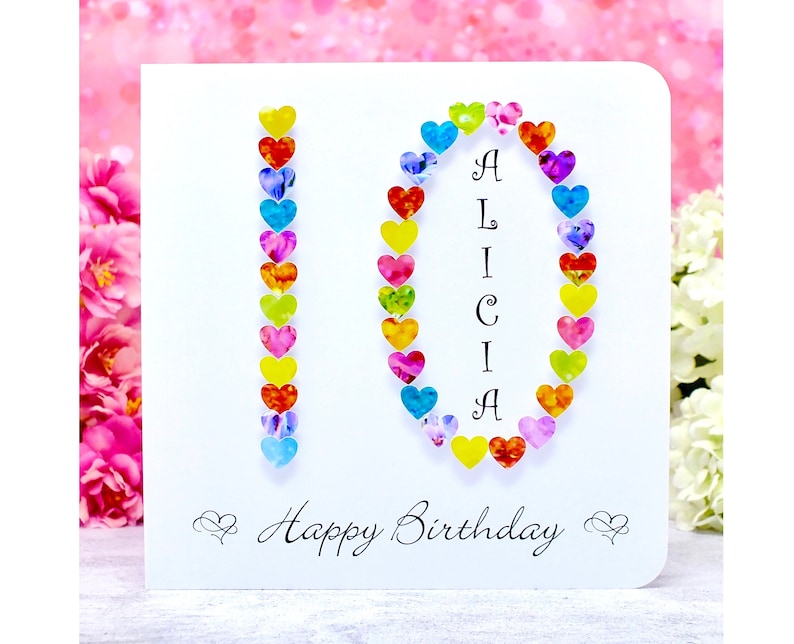 10th Birthday Card Personalised Handmade Birthday Card Age 10 Etsy