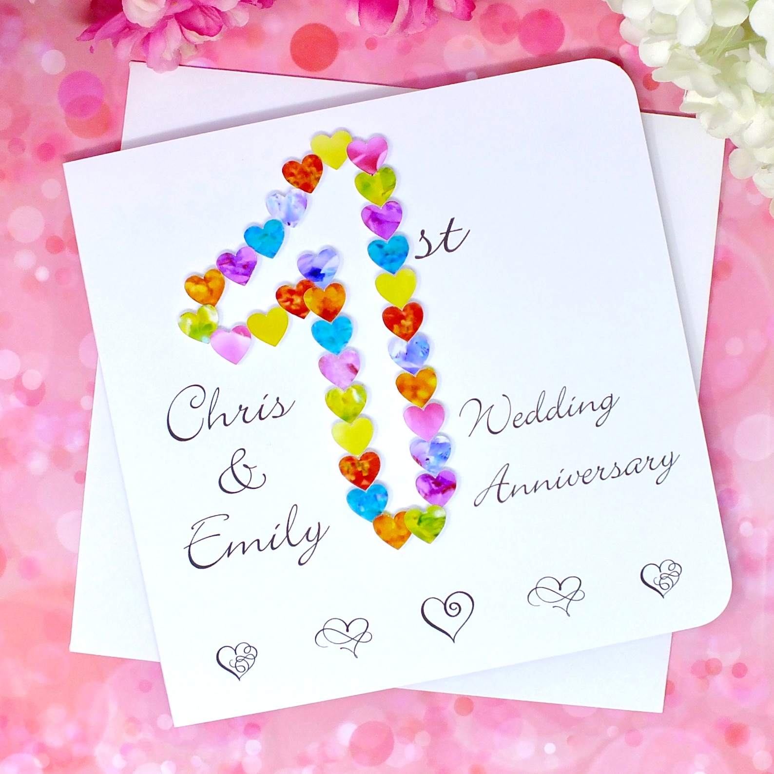 1st Wedding Anniversary Card Handmade and Personalised 1st | Etsy