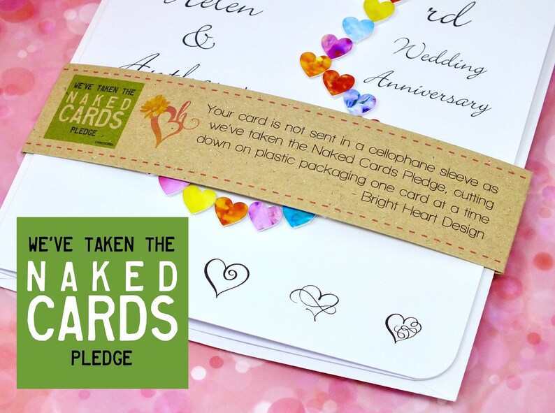 3rd Wedding Anniversary Card Handmade & Personalised Our 3rd Anniversary Card Husband Wife Multi Coloured Rainbow Hearts Design image 7