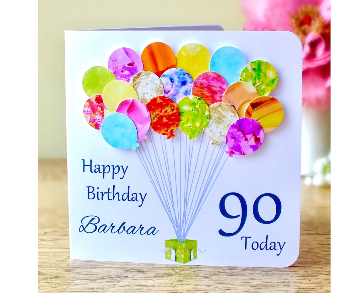 90th Birthday Card Personalised Age 90 Birthday Balloons - Etsy