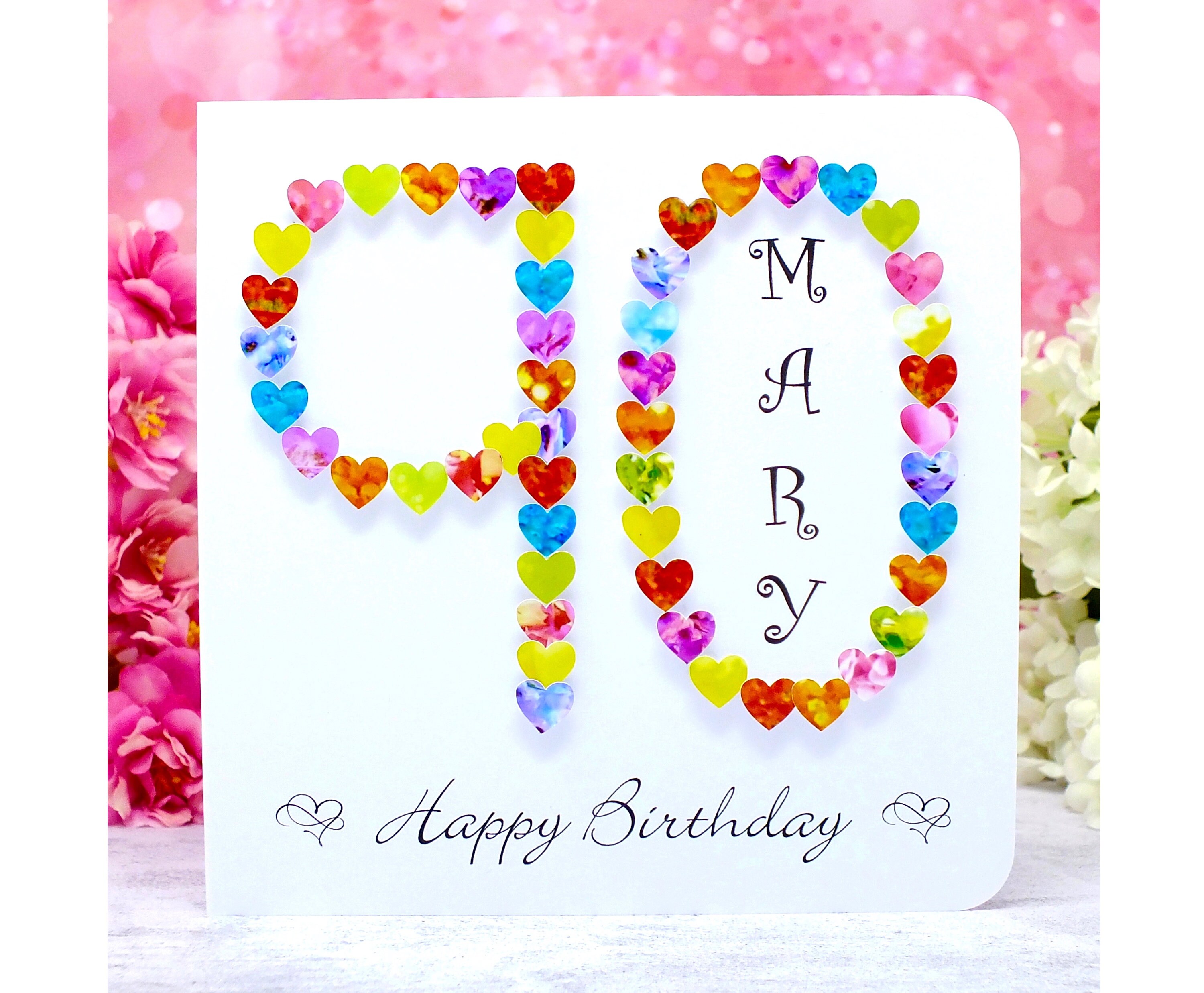 90e Birthday Card Carte A La Main Personnalisee De 90 Ans Etsy France