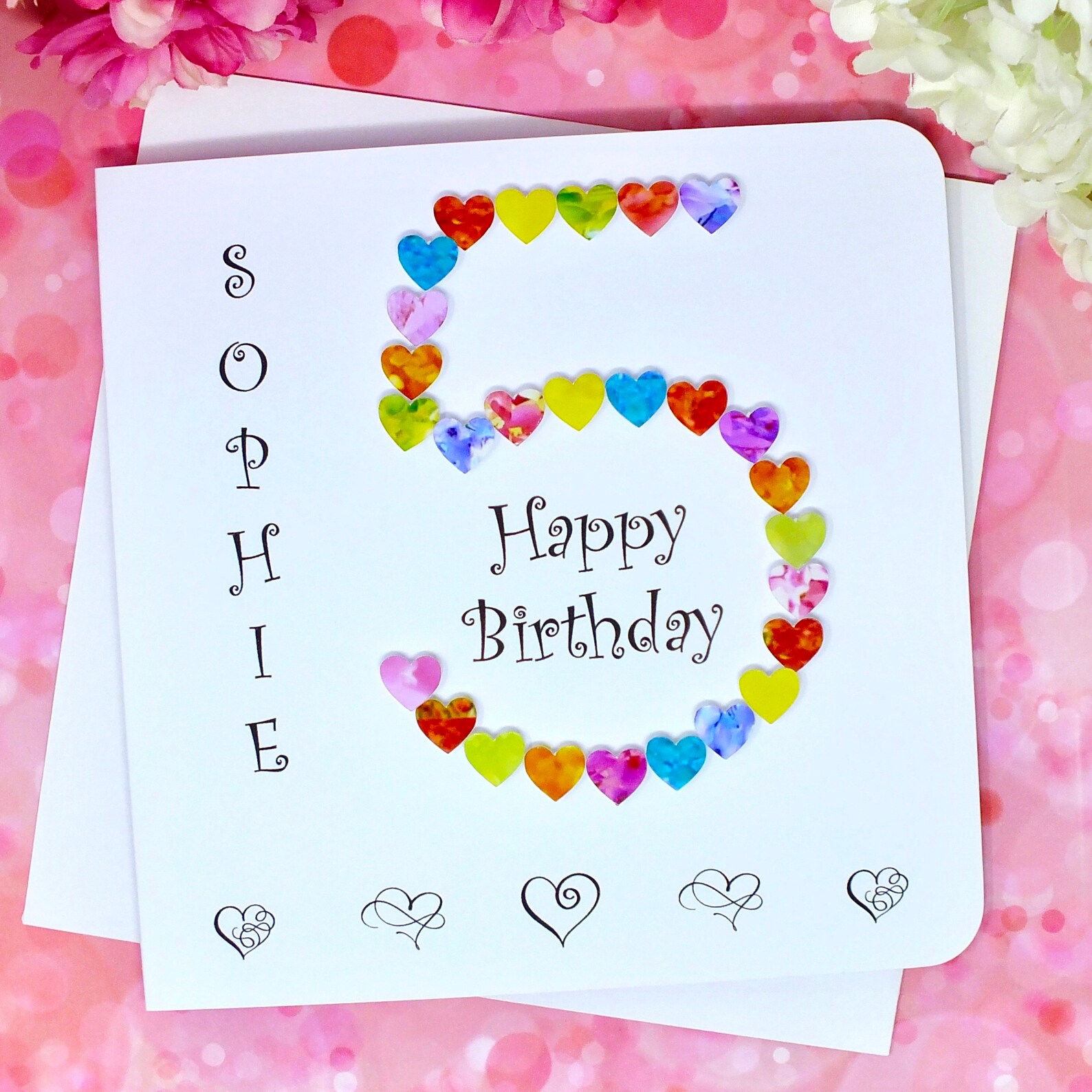 5th Birthday Card Age 5 Card Colourful Customised Handmade Etsy