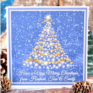 Pack of 10 Personalised Christmas Cards - Xmas Card Set Customised with Family Name / Names - or Company Corporate Cards
