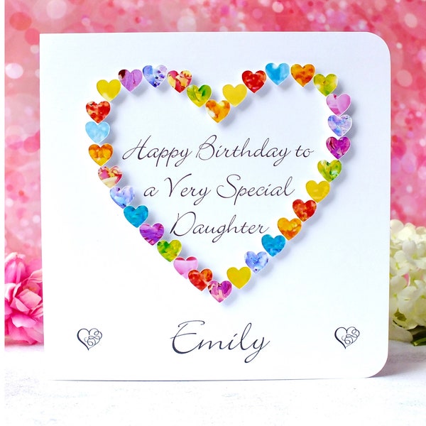Daughter Birthday Card - Handmade 'Happy Birthday to a Very Special Daughter' - Colourful 3D Luxury Birthday Cards by Bright Heart Design