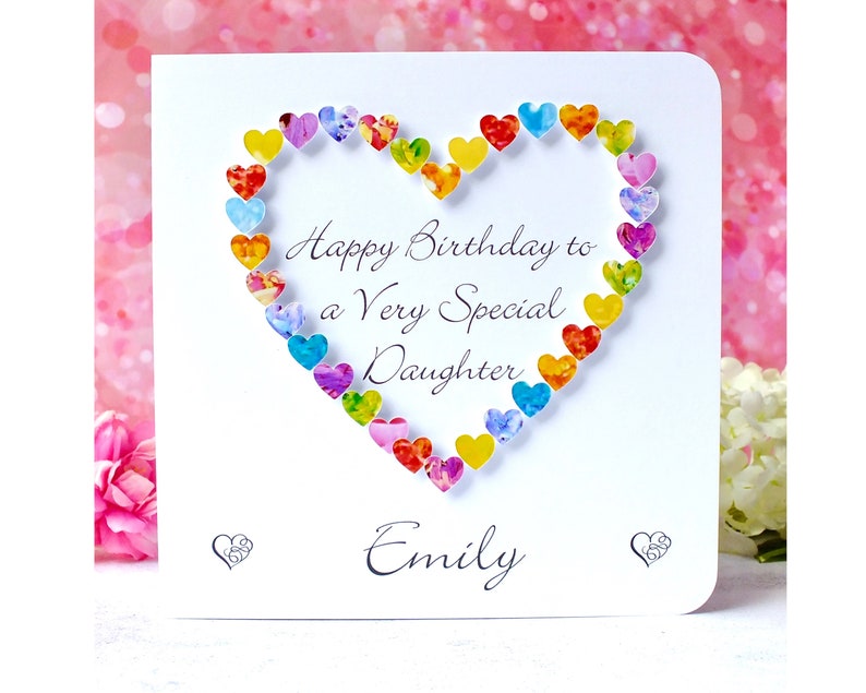 Daughter Birthday Card Handmade 'Happy Birthday to a Very Special Daughter' Colourful 3D Luxury Birthday Cards by Bright Heart Design image 1