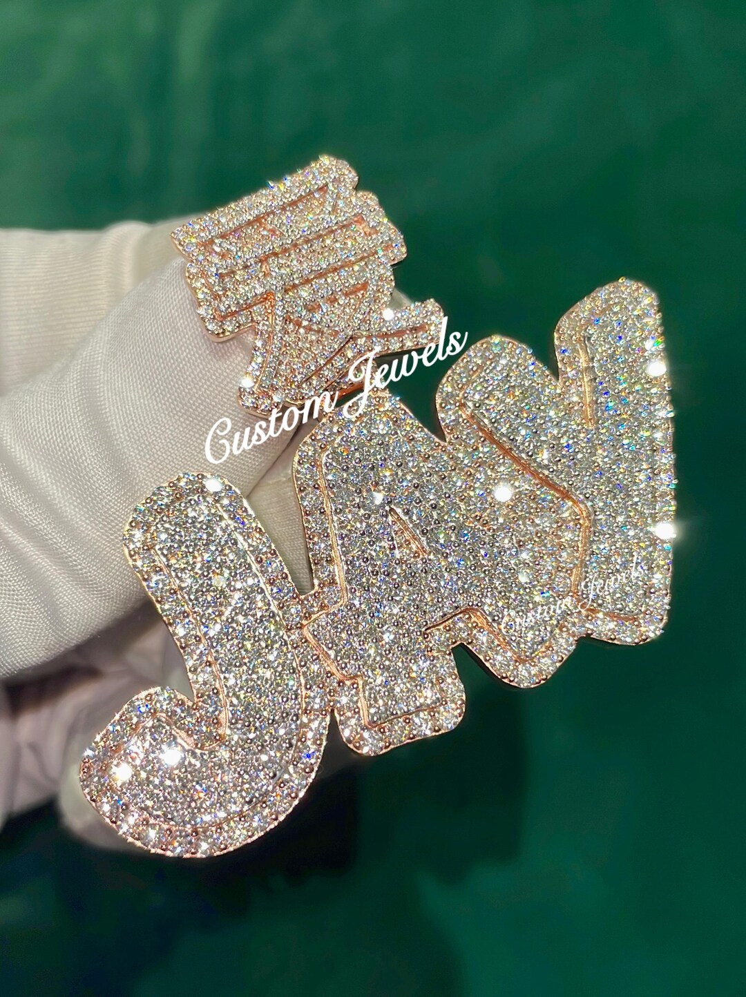 Custom Cursive Initial Pendant Lab Grown Diamond 925 Silver VVS Lab ...