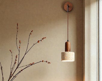 Lámpara colgante de pared de piedra de cueva natural: lámpara de noche Japandi