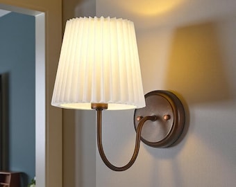 Minimalist Pleated Wall Sconce : Antique Bronze Mid-Century Modern Light