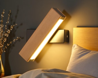 Applique murale LED orientable moderne : applique murale minimaliste en bois