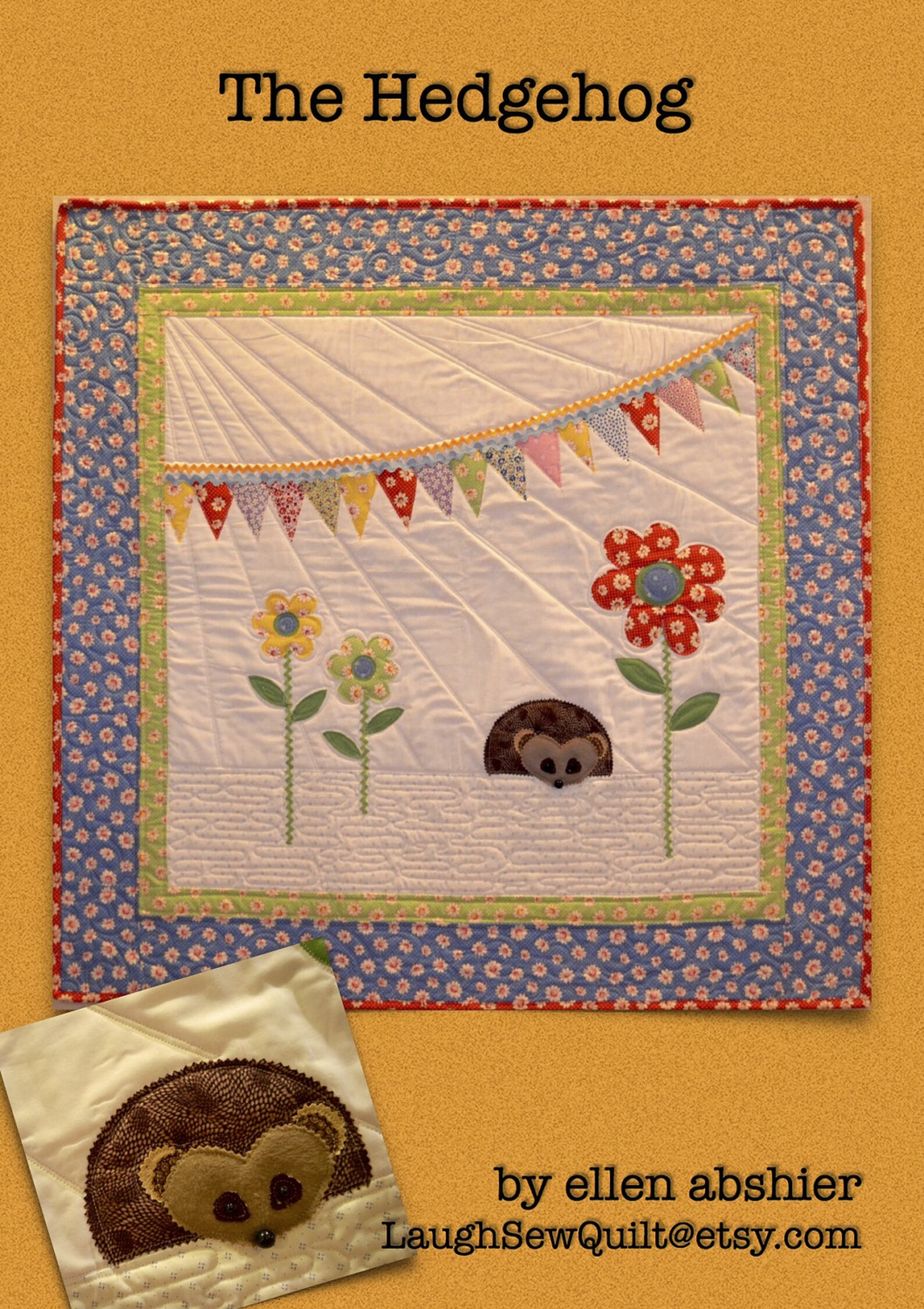 Hedgehog Quilt Pattern in 30's Prints by Ellen Abshier of Etsy