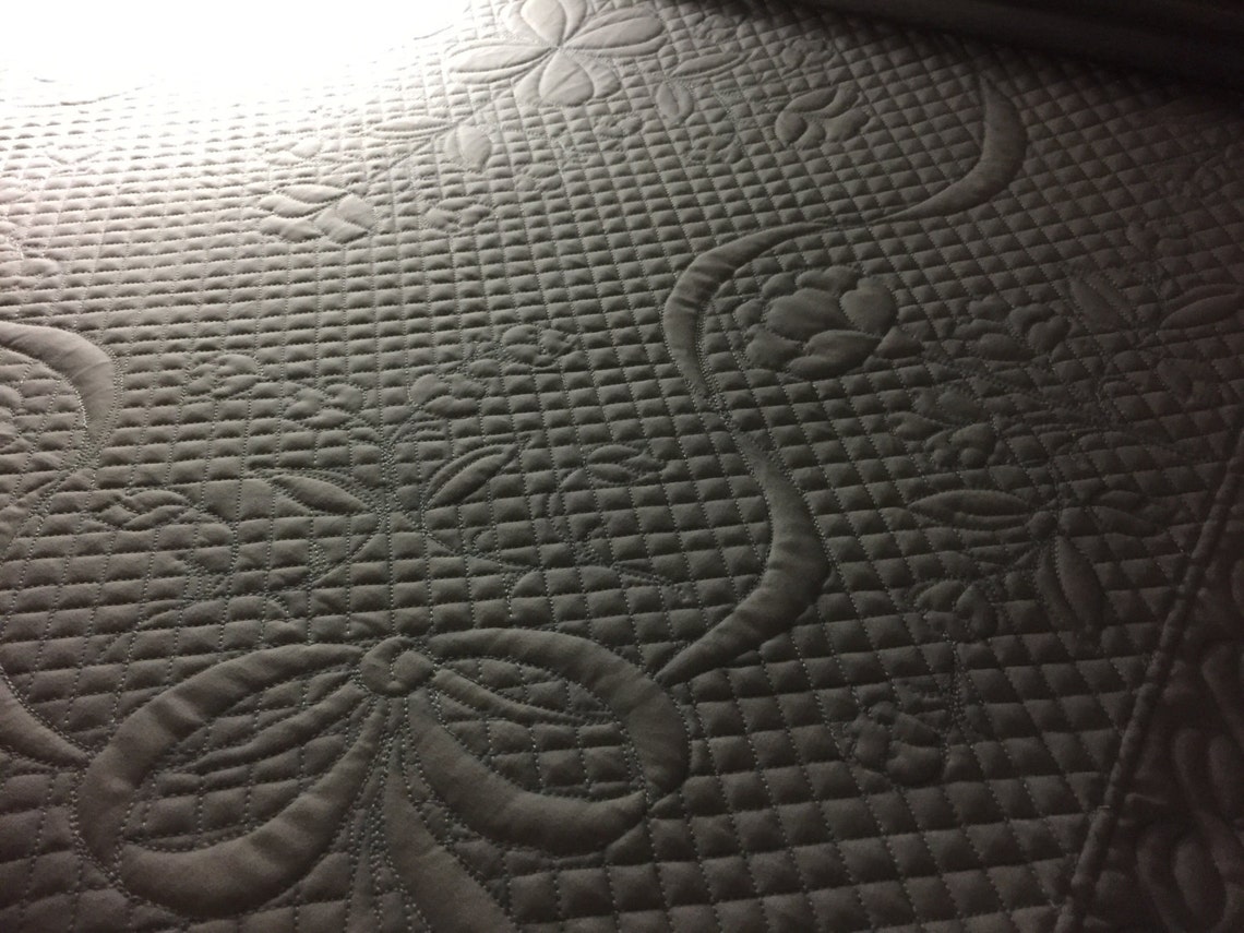 White Whole Cloth Wall or Baby Quilt 40 X 51 by Ellen Abshier of Laugh