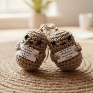 Positive Potato Crochet Pattern PDF | Mini Amigurumi Keychain | Funny Encouragement Gift | Beginner Friendly Toy