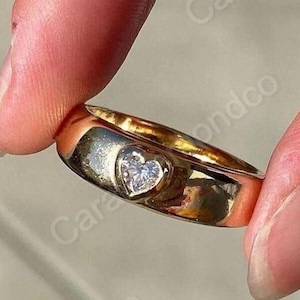4 MM hjärtslipad moissanit förlovningsring, bezelinfattning solitär diamantring, sterlingsilverring, frieriring, brudvigselring