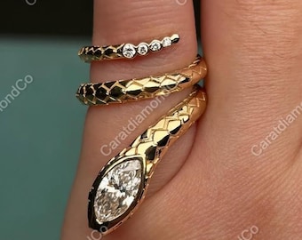 Unique Snake Design Ring 925 Silver Snake Ring Animal Wrap Ring Anniversary Gift Vintage Ring Snake Ring Solid Gold Ring Moissanite ring