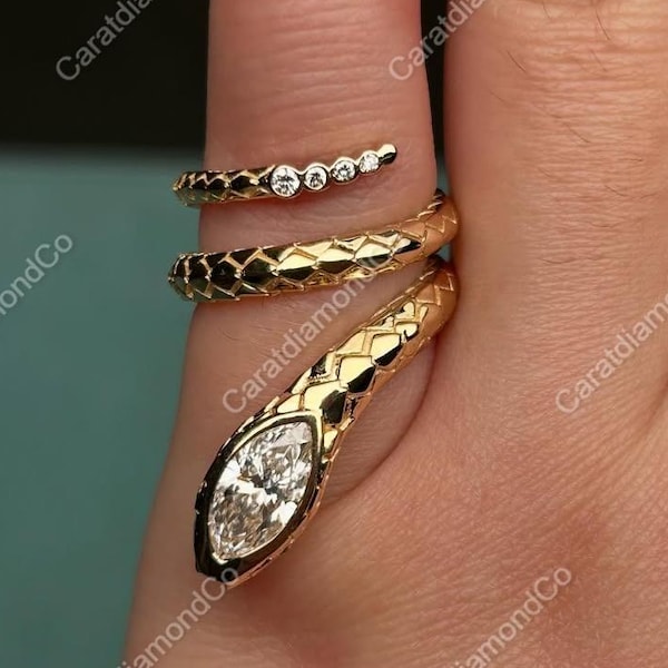Unique Snake Design Ring 925 Silver Snake Ring Animal Wrap Ring Anniversary Gift Vintage Ring Snake Ring Solid Gold Ring Moissanite ring