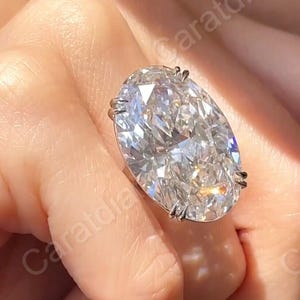 Pierścionek z podwójnymi zębami, luksusowy pierścionek z ogromnym diamentem, pierścionek z bezbarwnym moissanitem o szlifie owalnym 18 x 12 mm, obrączka ślubna ze srebra próby 925
