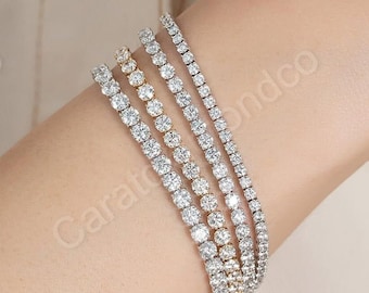 Bracciale tennis con diamanti simulati da 2,5-4 mm, bracciale tennis in argento sterling 925, bracciale dal design semplice e classico moderno, regalo di anniversario
