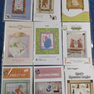 9 bunny quilt patterns Bunny Hill, Cottontail, Bunny Runner, My Egg, French Rabbits, Carrot Top, Blooming Bunnies Chocolate Bunnies Complete