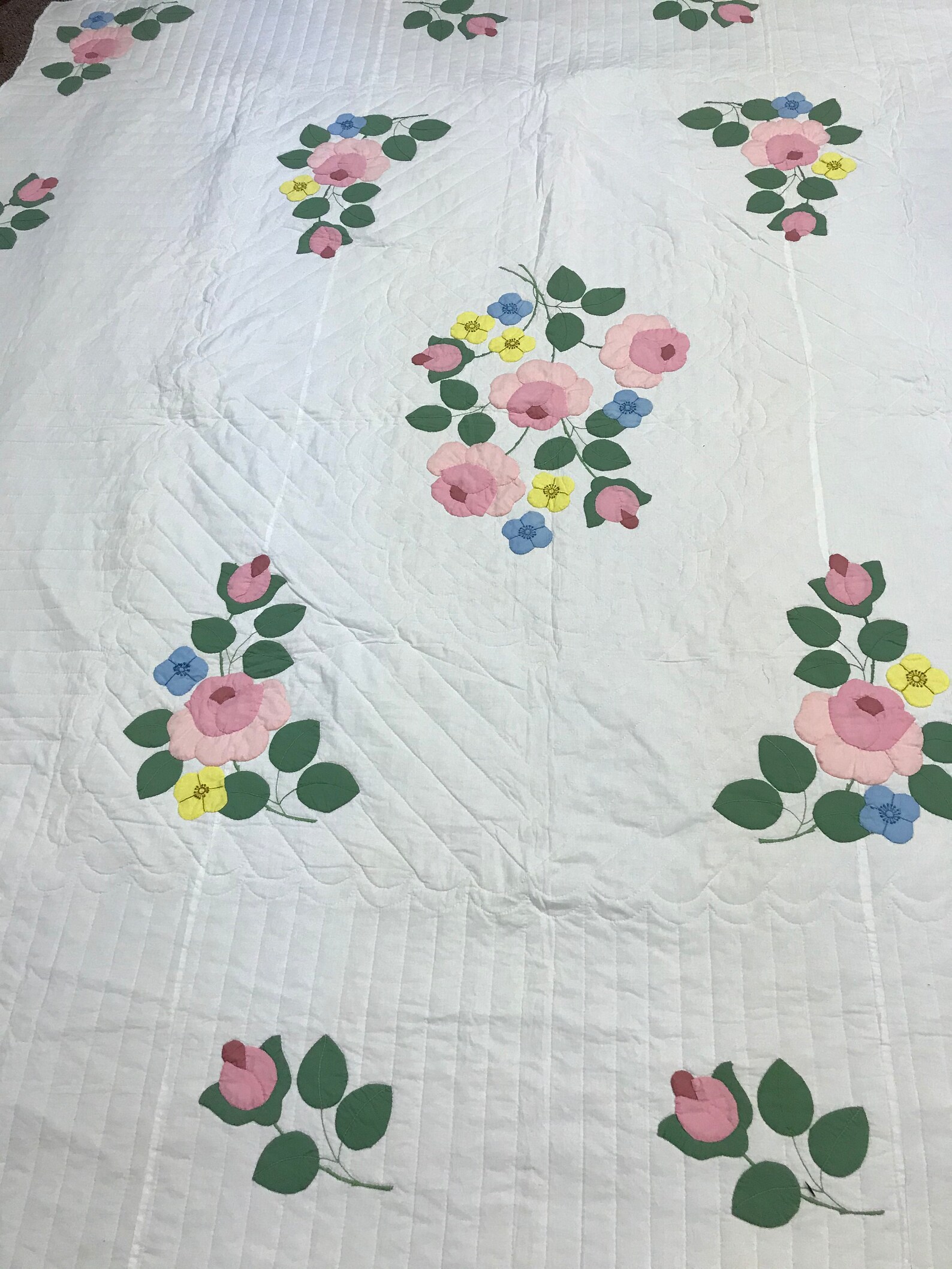 Applique Kit Quilt 96 X 100 Floral Design Hand Etsy