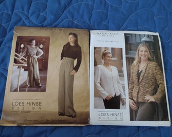 Two Loes Hinse design couture patterns 8001 Hepburn Pant 2 styles (2006) & Piazza Jacket 5108 Petite - Plus two views (2003) complete uncut