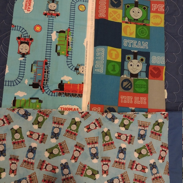 Thomas the Tank Engine & Friends fabric (2009) 74" x 45" and  toddler flat sheet 45" x 58" cotton VIP 60/40 cotton poly sheet good condition