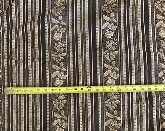 Vera Bradley Java fabric 2.84 yds. x 45&quot; brown & beige stripe floral, leaves cotton Exclusive for VB Western Textile Westgard  off bolt USA