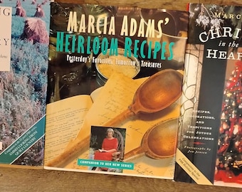 Three Marcia Adams recipe books: Cooking from Quilt Country, Heirloom Recipes & Christmas in the Heartland