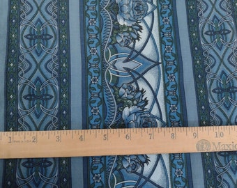 Jinny Beyer Rose Garden Fabric 4 yds. x 44" design widths 2.75" - 4.5"  blue roses and geometrics by RJR cotton off the bolt condition 2000s