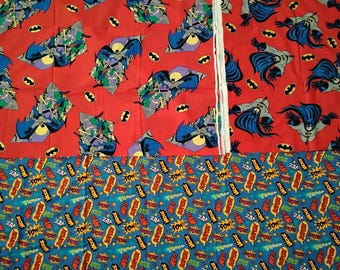Two Batman fabrics DC Comics mid 1990s one Pow! Slam! Joann Exclusive bundle