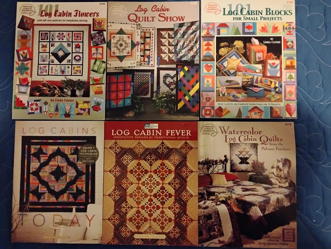 Six Log Cabin Quilt Patterns and Designs Book Bundle Numerous ...