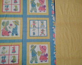 Sunbonnet Sue & Overall Sam Aunt Grace fabric panel. 2x3 blocks Coordinating fabric Judie Rothermel