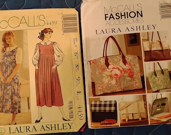 Two Laura Ashley patterns McCall's jumper & blouse 4439 and fashion accessories M4531 Complete uncut