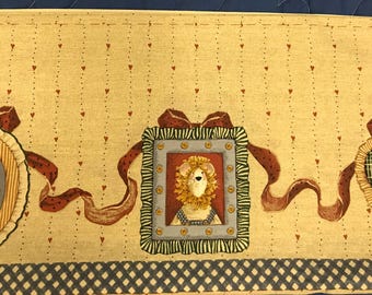 Daisy Kingdom Toy Chest Dust Ruffle fabric 1998 3 yds. x 44&quot; cotton elephant, giraffe, zebra lion 4 across cutting lines off bolt condition
