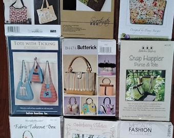 Nine totes purses & bags pattern bundle  Complete,  uncut factory folded