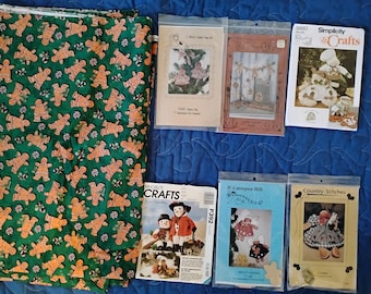 Gingerbread boys girls fabric yardage Susan Winget AND ornaments, small quilts, garland, dolls,  patterns.