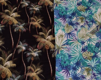 2 palm tree upholstery fabrics Black & green 54" x 54" Trendex 2001 33" H repeat Tropic palm 2.5 yds. x 52" Hamill Group #28439 36" H repeat