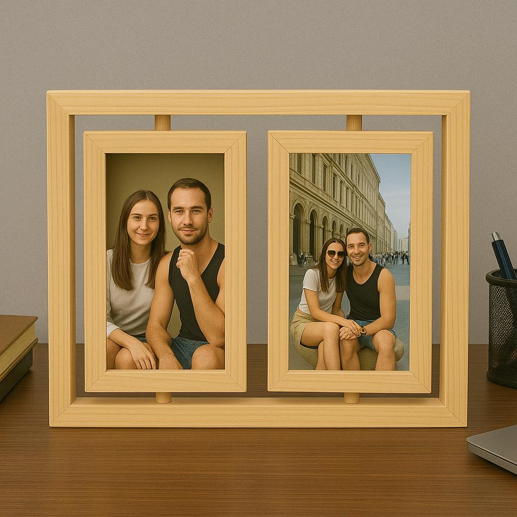 Rotating Wooden Photo Frame | 4-sided Spinning Picture Display | Custom ...