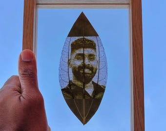 Personalized Photo Engraved Leaf Frame | Nature Keepsake Gift