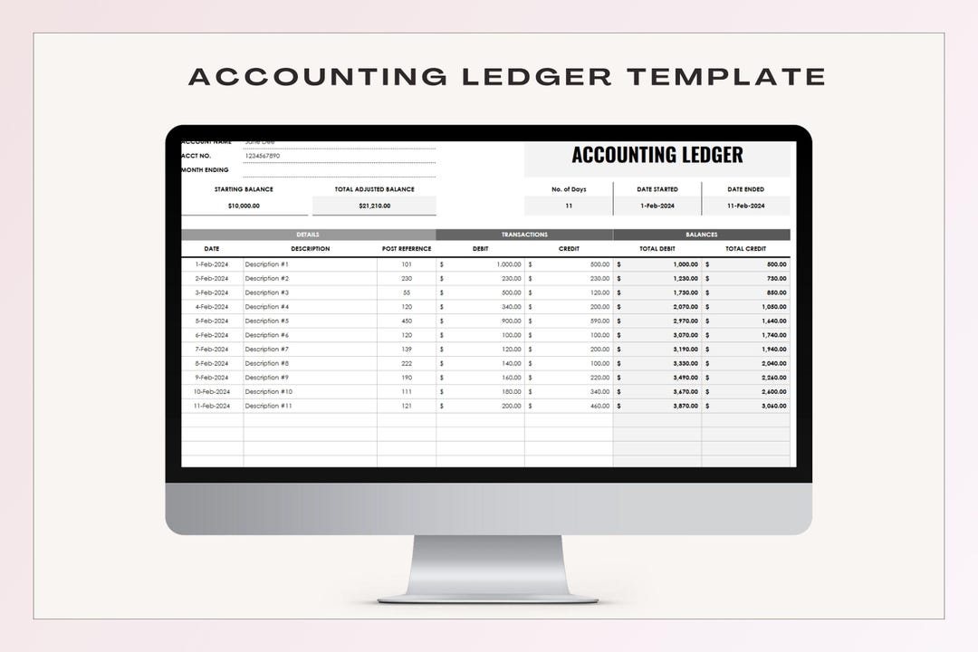 Accounting Ledger Template, Editable Google Sheets, Digital Download ...