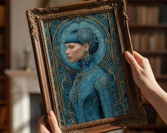 Ethereal Woman Portrait: Surreal AI Fantasy Art Print (Digital Download)