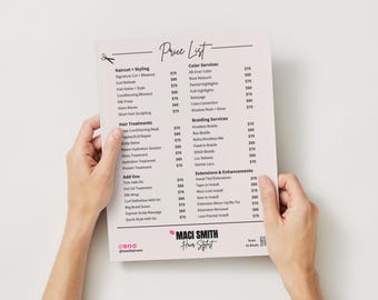 Hair Salon Pricelist Template: Braiding, Wig Install (DIY Canva Editable)