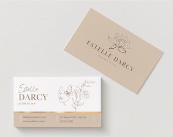 Luxury Esthetician Business Card Template for Medspa, Skincare, Spa Business, Esthetics, or Beauty Business Aesthetician Editable Canva Card
