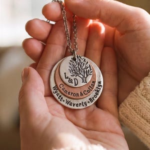 Personalized Jewelry - Personalized Family Tree Necklace - Personalized Necklace - Mom Necklace - Hand Stamped Jewelry - Tree Of Life
