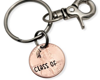 Class of 2024 Graduation Keychain, Personalized Graduation Keychain Grad Gift for Him, Personalized Penny Keychain