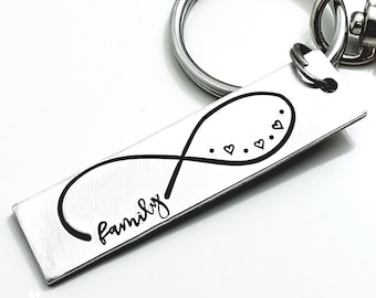 Custom Family Keychain, Infinity Keychain, Family Forever, Gift for Her, Personalized Family Keychain, Personalized Gift under 25