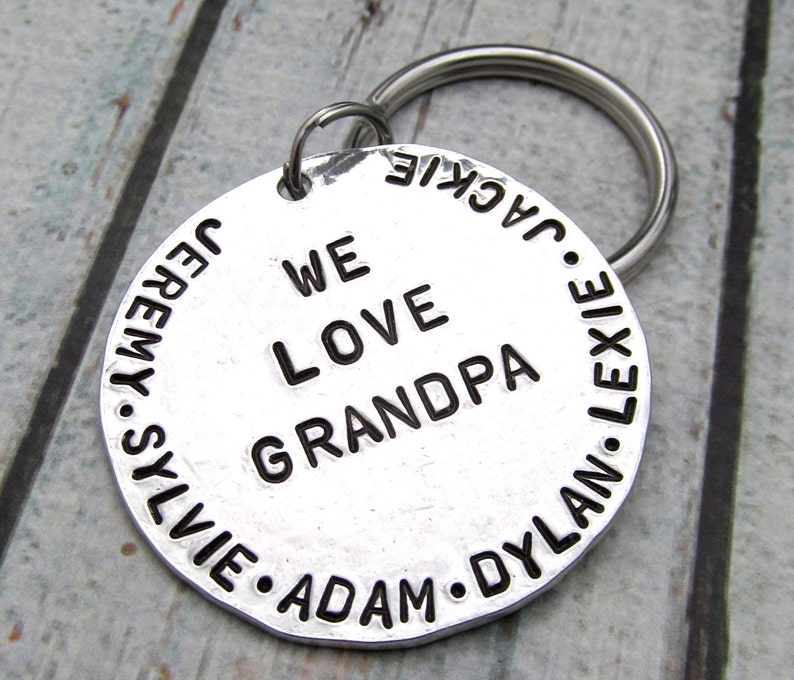 Personalized Father's Day Gift, Personalized Keychain Gift for Grandpa, Grandpa Keychain, Hand Stamped Keychain, Grandpa Gift 010 image 2