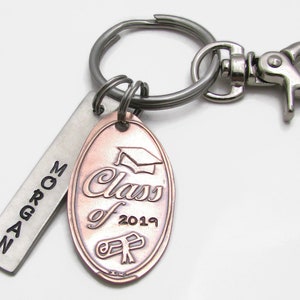 Graduation Gift, Personalized KeyChain Hand Stamped Keychain Pressed Penny High School Senior Keychain Class Of 2019 Senior Gift image 7