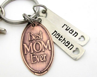 Mothers Day Gift, Best Mom Ever KeyChain - Hand Stamped Keychain - Pressed Penny Personalized Gift - Gift for Mom - Personalized Keychain