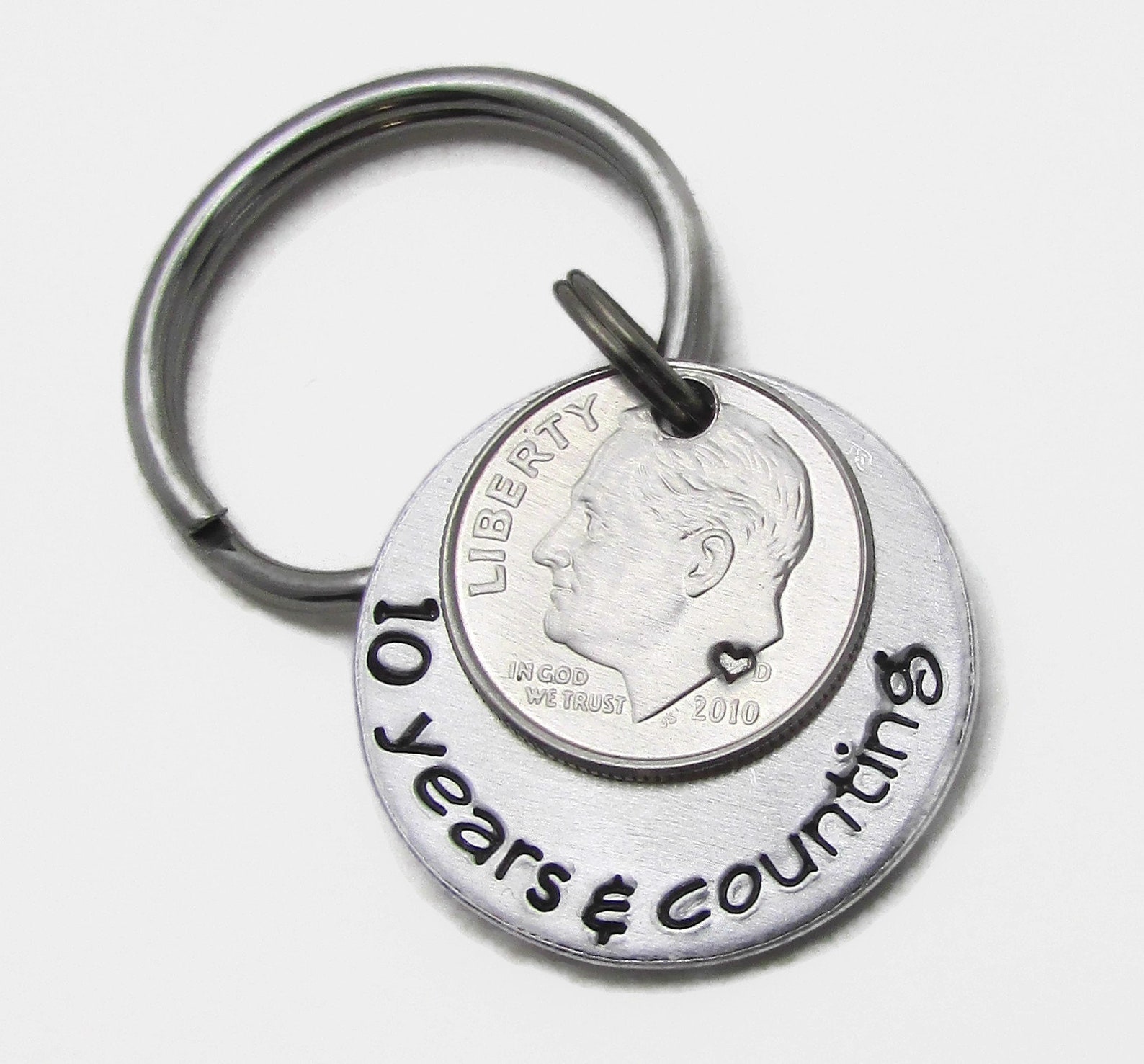 10th Wedding Anniversary Gift Personalized Keychain 10 Years